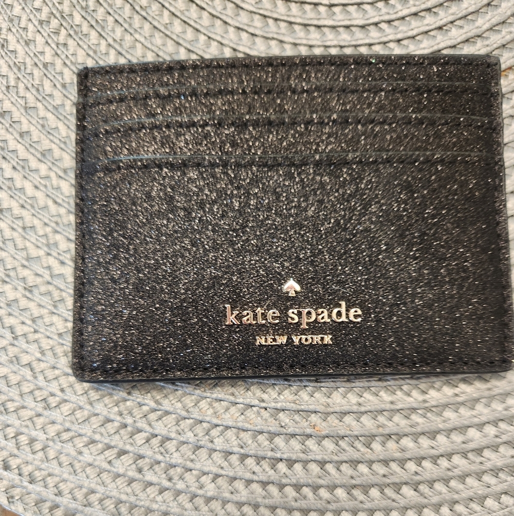 kate spade Black Glitter Slim Card Case